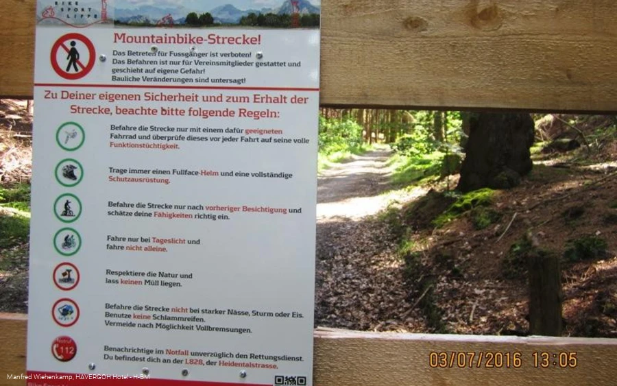 Hinweis zur Downhillstrecke - nicht befahrbar für MTB-Radler